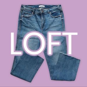 Loft Vintage Straight Cropped Dark Wash Jeans